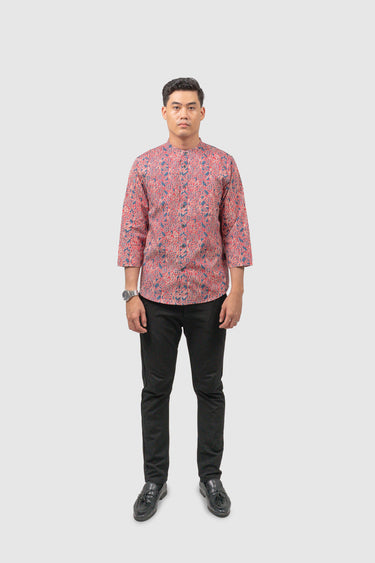 My Slim Fit 3/4 Long Sleeve Ginkgo Tassel in Red Bluestone