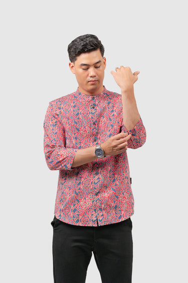 My Slim Fit 3/4 Long Sleeve Ginkgo Tassel in Red Bluestone