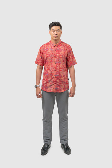 Maharaja Slim Fit Peony Rider in Rouge Red