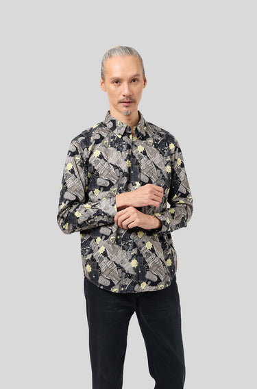 Nusantara Slim Fit Long Sleeve Tide Treasures in Yellow Caviar