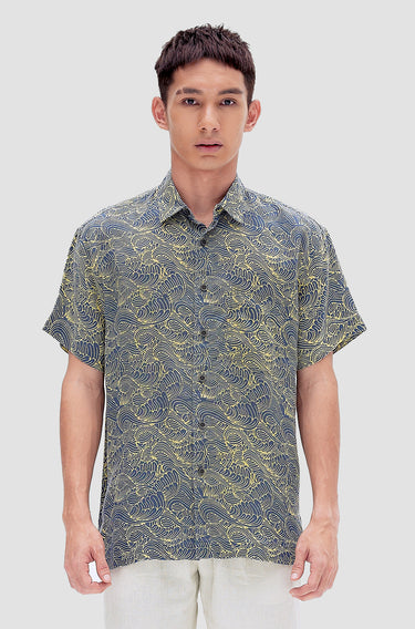 My Linen Wakoku Wave - Teal Blue