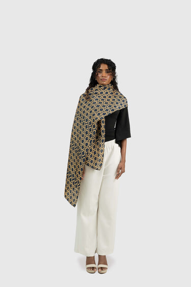 Kapten Batik Shawl Ogee Yellow Forest
