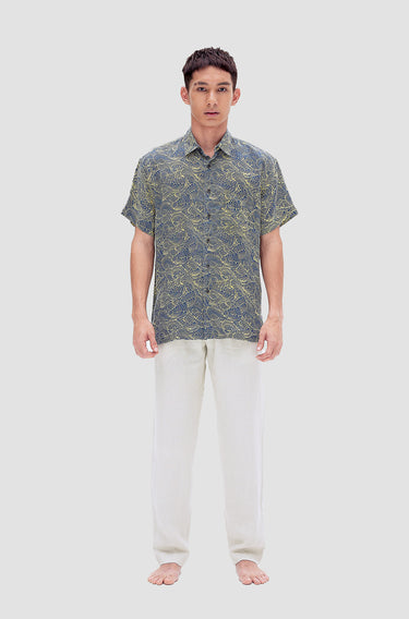My Linen Wakoku Wave - Teal Blue