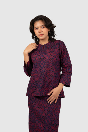 Kurung Kedah Set Melody Heritage in Rio Red