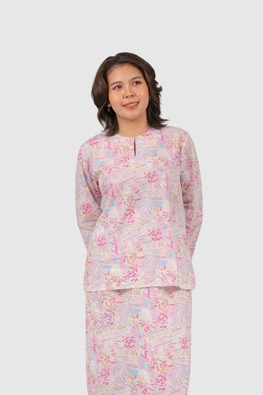 Kurung Kedah Set Gema Kantan in Candy Pink