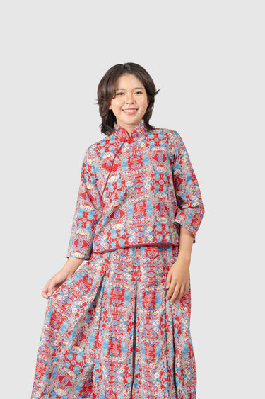 Nusantara Cheongsam Set Hoop & Sky in Deep Water