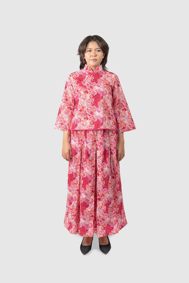 Nusantara Cheongsam Set Celestial Gallop in Very Berry