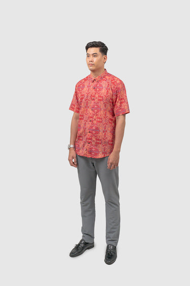 Maharaja Slim Fit Peony Rider in Rouge Red