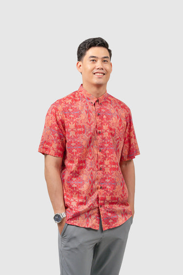 Maharaja Slim Fit Peony Rider in Rouge Red