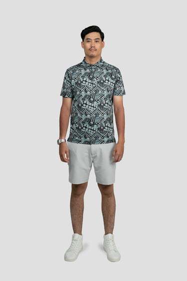 Activewear Polo Shirt - Congkak in Neon Peacock