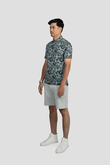 Activewear Polo Shirt - Congkak in Neon Peacock