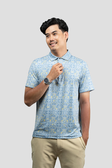 Activewear Polo Shirt - Wau Snow in Pearl Blue