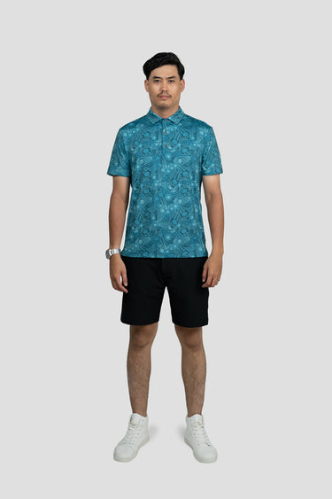 Activewear Polo Shirt - Congkak in Blue Jasper