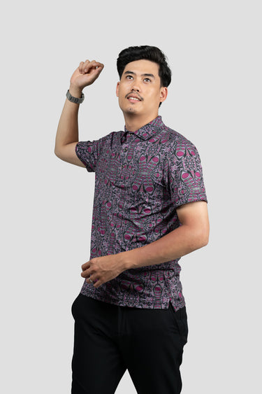Activewear Polo Shirt - Congkak in Quadruplets Dahlia