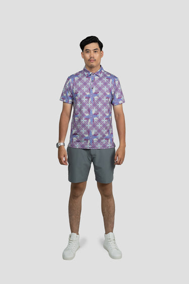 Activewear Polo Shirt - Kuih Bakar in Purple Star