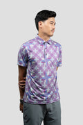 Activewear Polo Shirt - Kuih Bakar in Purple Star