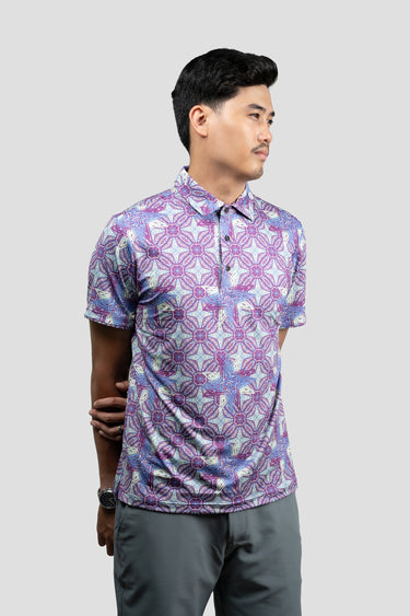 Activewear Polo Shirt - Kuih Bakar in Purple Star