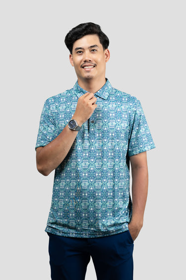 Activewear Polo Shirt - Mystic Gasing in Blue