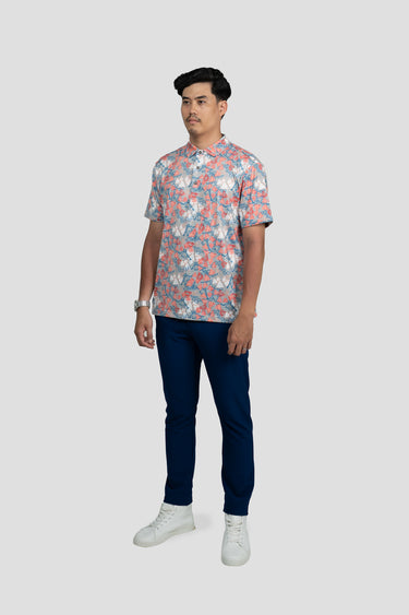 Activewear Polo Shirt - Five Stones in Camellia Blue