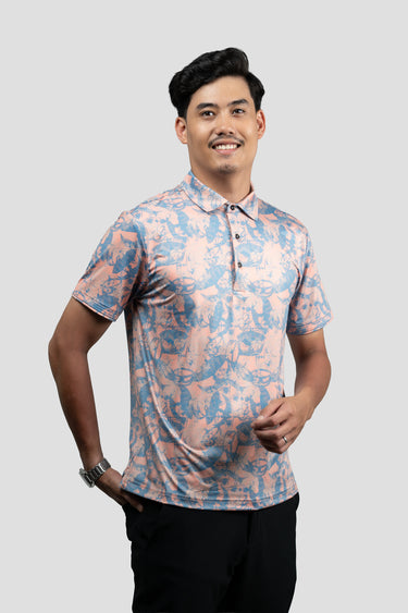 Activewear Polo Shirt - Flying Wau in Peach Riviera
