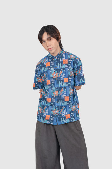 Kapten Batik x Tetris Maharaja Modern Fit Urban Wildscape in Midnight