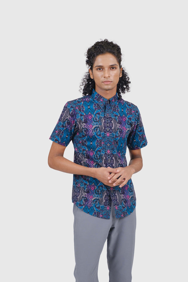 Nusantara Slim Fit Sacred Geometry in Folkstone Gray