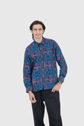 Nusantara Long Sleeve Modern Fit Sacred Geometry in Folkstone Gray