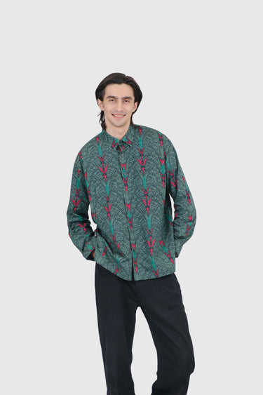 Nusantara Long Sleeve Modern Fit Seri Sigar in Proud Peacock