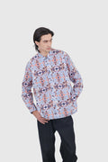 Nusantara Long Sleeve Modern Fit Opera in Motion in Iced Aqua