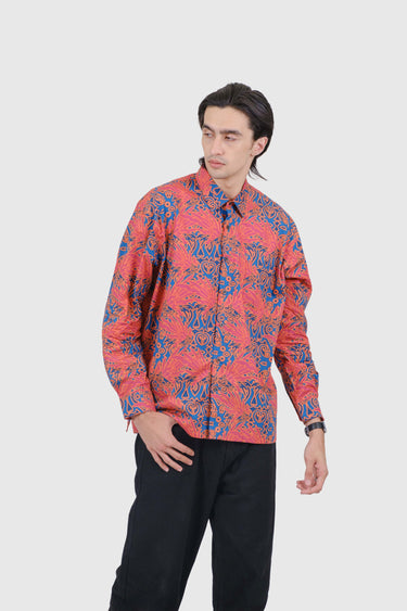 Nusantara Long Sleeve Modern Fit Kenyalang in Salsa Blue