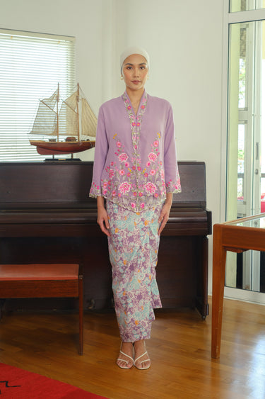 Kapten Batik x Tengku Zatashah Pareo - Dragon Clouds in Lilac Teal