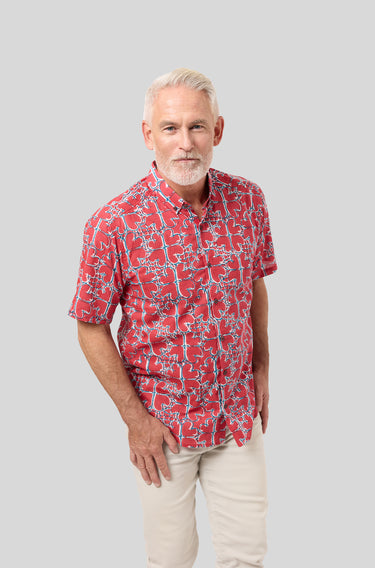Maharaja Slim Fit Hooked Tides in Mars Red