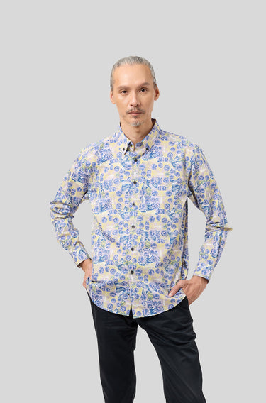 Nusantara Slim Fit Long Sleeve Bubble Wrap in Lemon Violet