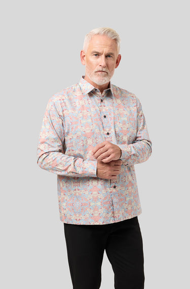 Nusantara Long Sleeve Modern Fit Tins Rose in Tan Gardenia