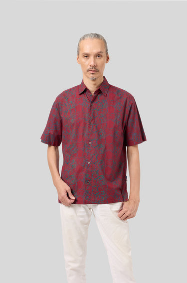 Maharaja Modern Fit Denim Mosaic in Racing Red