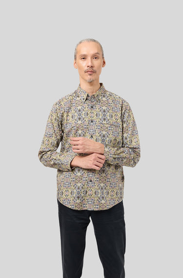 Nusantara Slim Fit Long Sleeve Sculpted Whispers in Avocado
