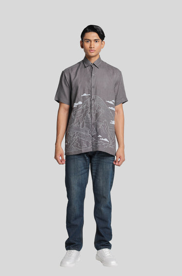 Linen Embroidered Mount Kinabalu Turbulance