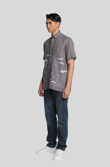 Linen Embroidered Mount Kinabalu Turbulance