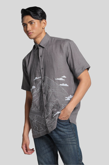 Linen Embroidered Mount Kinabalu Turbulance
