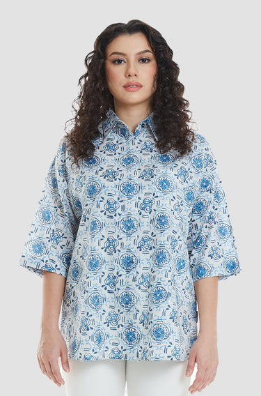 Maharani Miranda Top Kuih Bom (Peacock Blue)