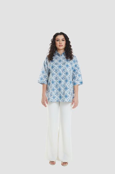 Maharani Miranda Top Kuih Bom (Peacock Blue)