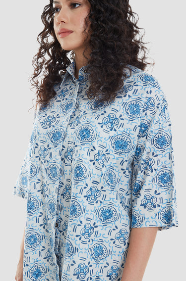 Maharani Miranda Top Kuih Bom (Peacock Blue)